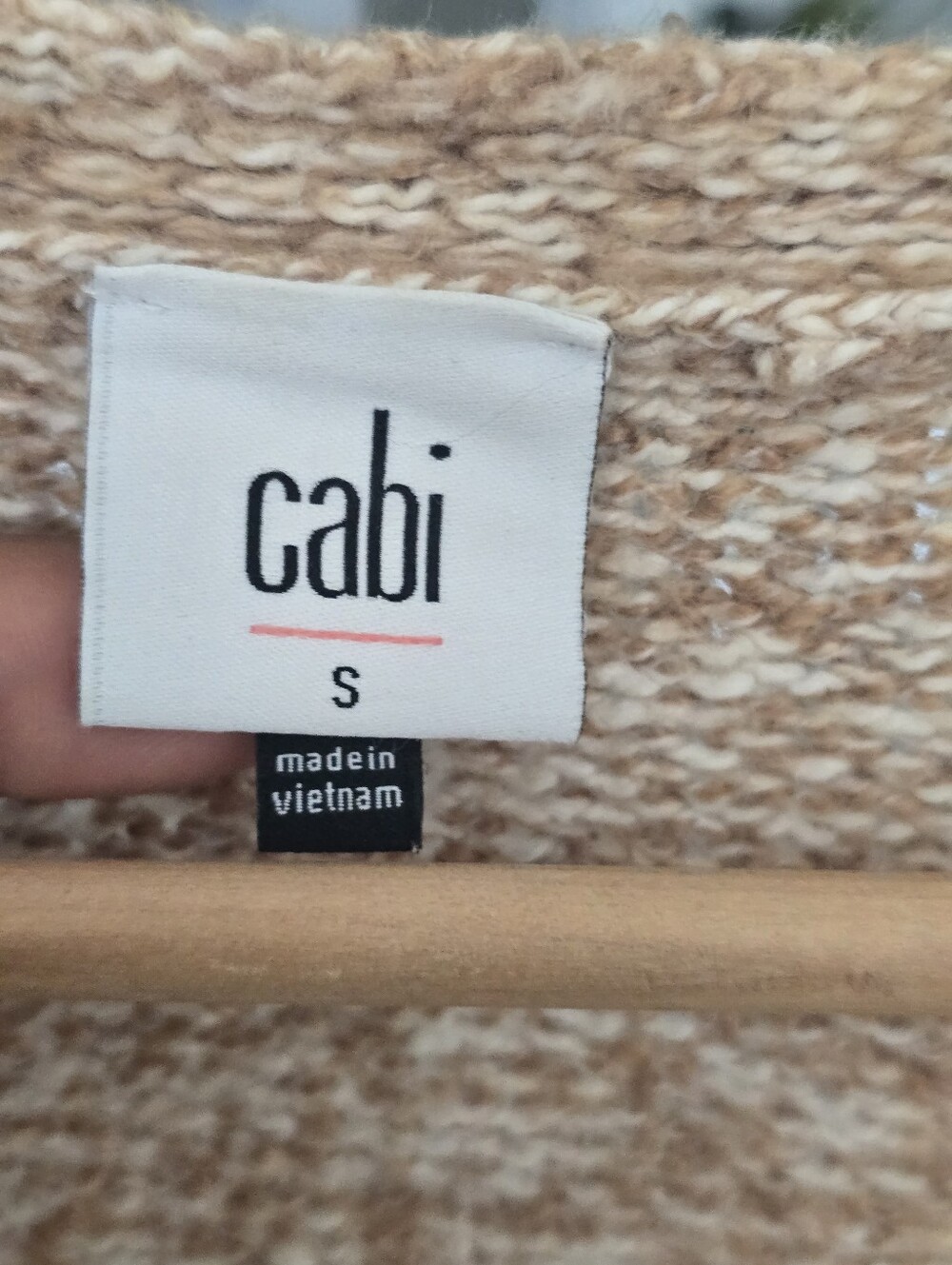 CAbi Open Front Marled Colorblock Cardigan Sweater Women's Small Beige Gray Knit - Picture 5 of 8